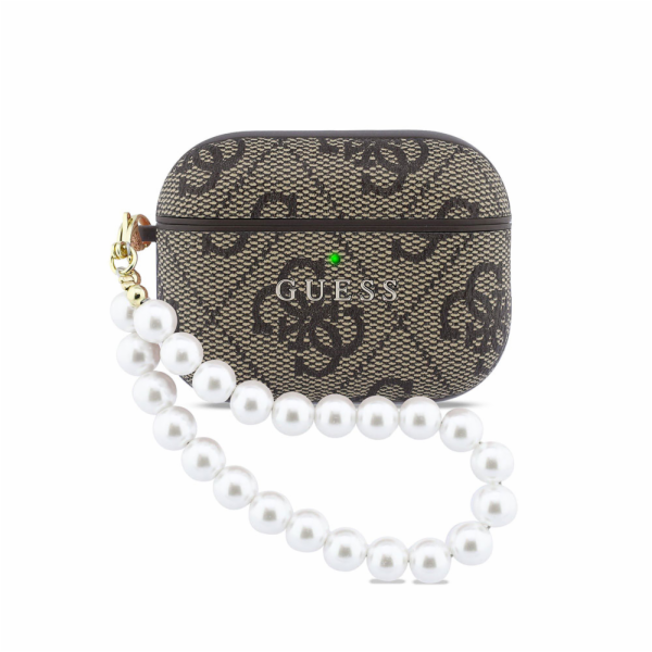 Guess Pouzdro 4G Pearl Strap pro Apple AirPods Pro 3 Hnědé