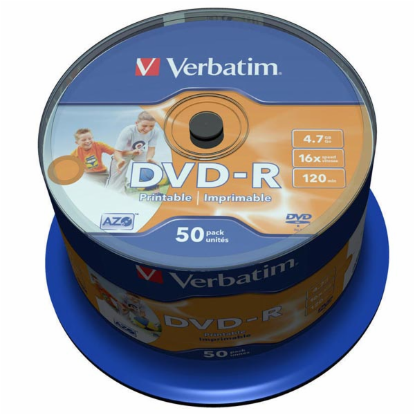 VERBATIM DVD-R(50-Pack)Cake/Print/16x/4.7GB/NoID