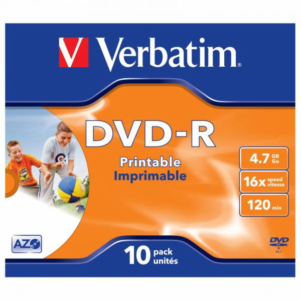 VERBATIM DVD-R (10-pack)Printable/16x/4.7GB/Jewel