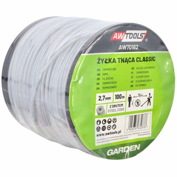 AWTools Řezací struna 2,7x100m, kulatá s jádrem, cívka