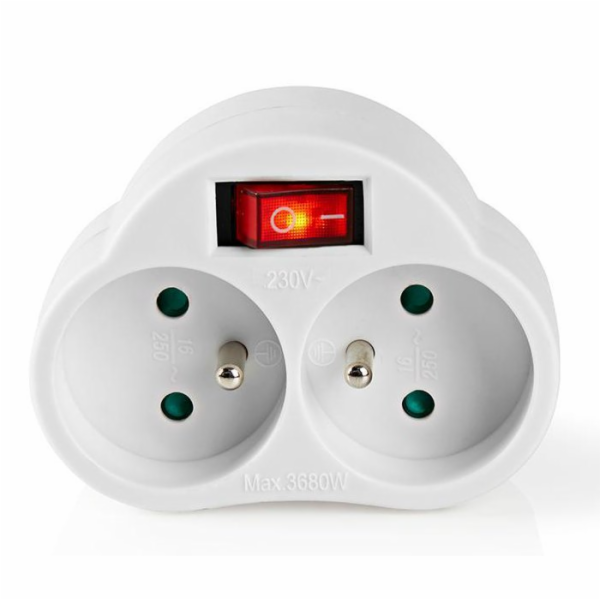 NEDIS síťový rozbočovač/ 2x zásuvka typu E (s kolíkem)/ 2...