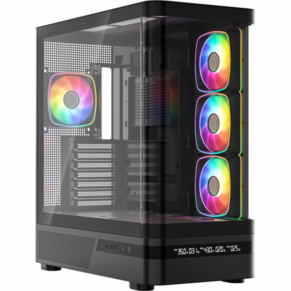 Počítačová skříň MODECOM Volcano AQ200 ARGB Midi Černá