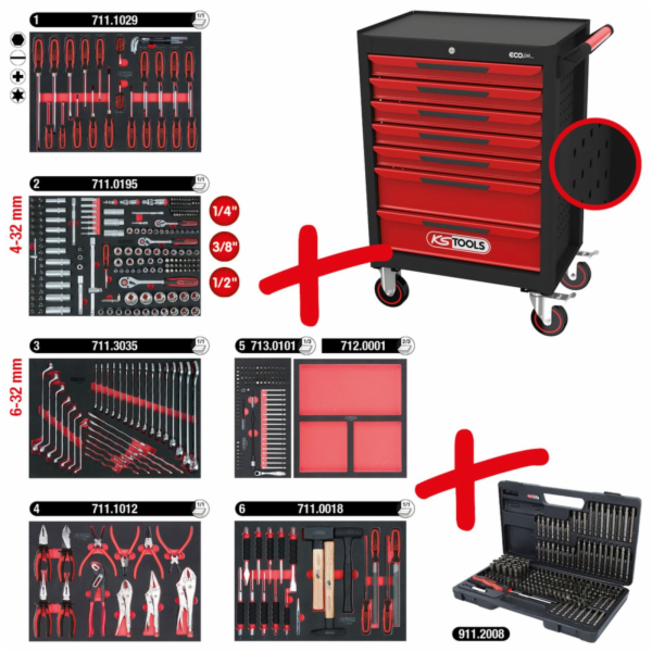 KS Tools ECOline Werkstattwagen 7 Schubladen