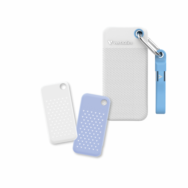 VERBATIM Pocket SSD 2TB, USB-C 3.2 Gen 2, bílá/modrá + 2x...