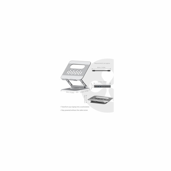 Club3D Nastavitelný hliníkový stojan pro notebook s USB-C...