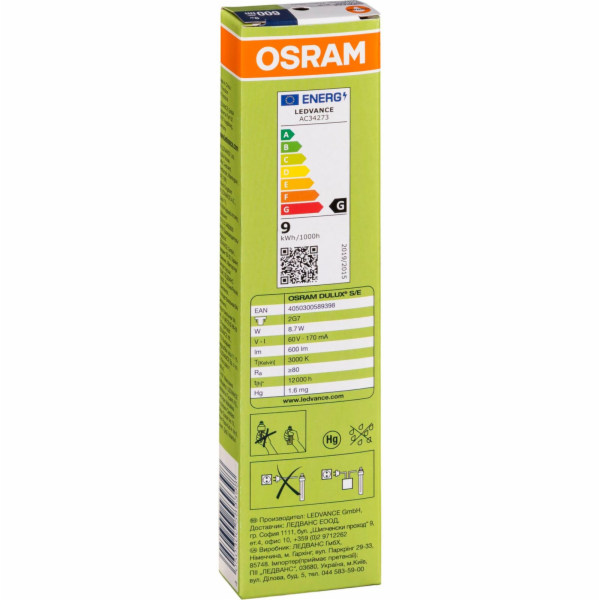 Osram DULUX S/E Energiesparlampe 9W/830 2G7 FS1