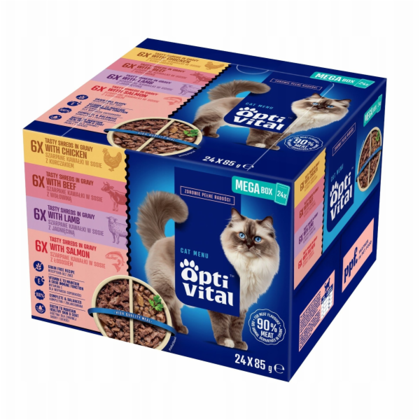 OPTIVITAL Box with chicken, beef, lamb, salmon - mokré kr...