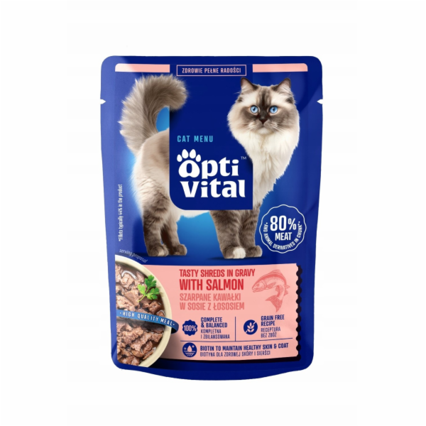 OPTIVITAL Tasty shreds in gravy with salmon - mokré krmiv...
