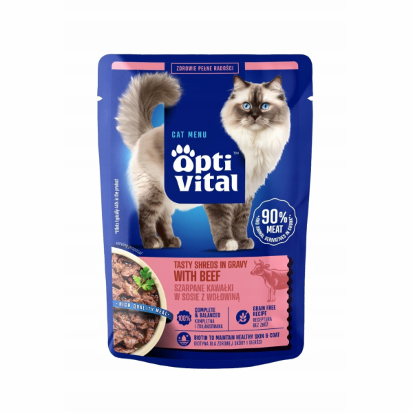 OPTIVITAL Tasty shreds in gravy with beef - mokré krmivo ...