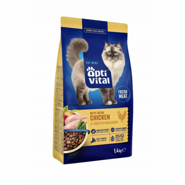 OPTIVITAL With fresh chicken - suché krmivo pro kočky - 1...