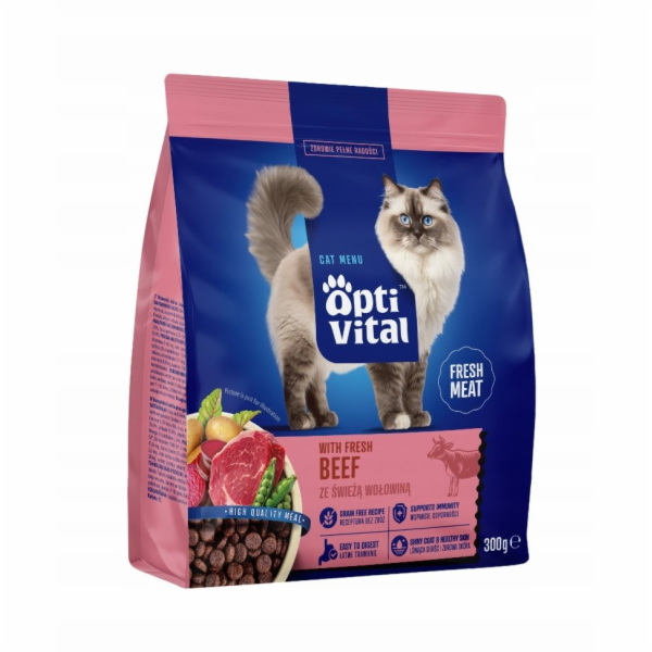 OPTIVITAL With fresh beef - suché krmivo pro kočky - 300g