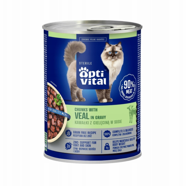 OPTIVITAL Sterile With veal in gravy - mokré krmivo pro k...