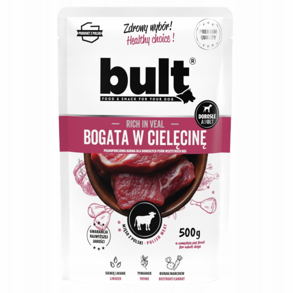 BULT Rich in veal - vlhké krmivo pro psy - 500g
