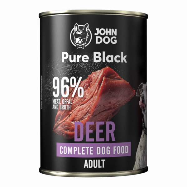 JOHN DOG Pure Black Mono Deer - vlhké krmivo pro psy - 400g