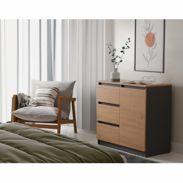 Topeshop 1D3S ANT/ART BA KPL komoda
