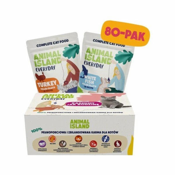 ANIMAL ISLAND Turkey / White fish Fillets in broth - mokr...