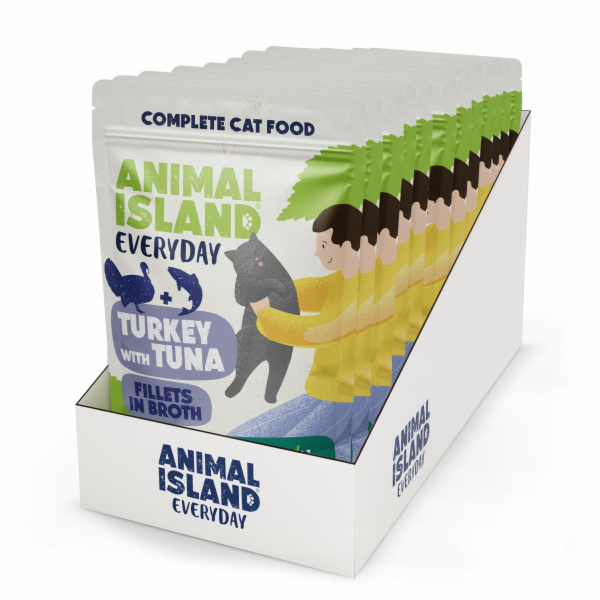 ANIMAL ISLAND Turkey with tuna Fillets in broth Box - mok...