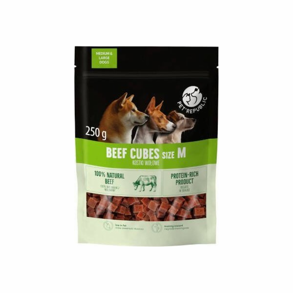 PETREPUBLIC Beef cubes M - pamlsek pro psa - 250g