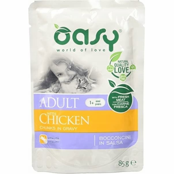 OASY Chunks in gravy Chicken - mokré krmivo pro kočky - 85g