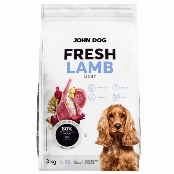 JOHN DOG Fresh Lamb - suché krmivo pro psy - 3kg