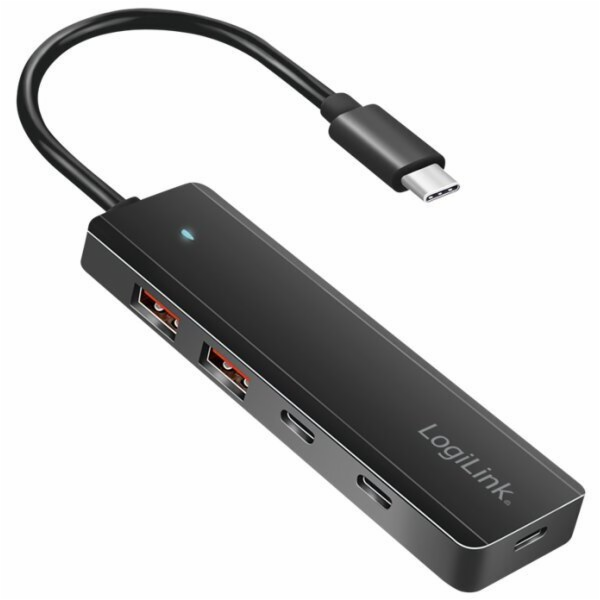 LogiLink USB-C Hub, 4 porty 2x USB-A, 2x USB-C, černý