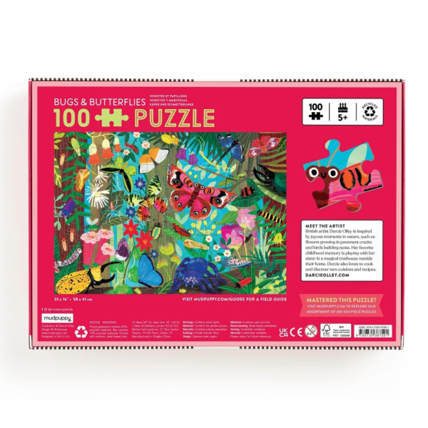 Mudpuppy Puzzle Motýli a hmyz 100 dílků