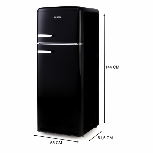 Retro lednice s mrazákem nahoře - černá - PRIMO PR166RKZ