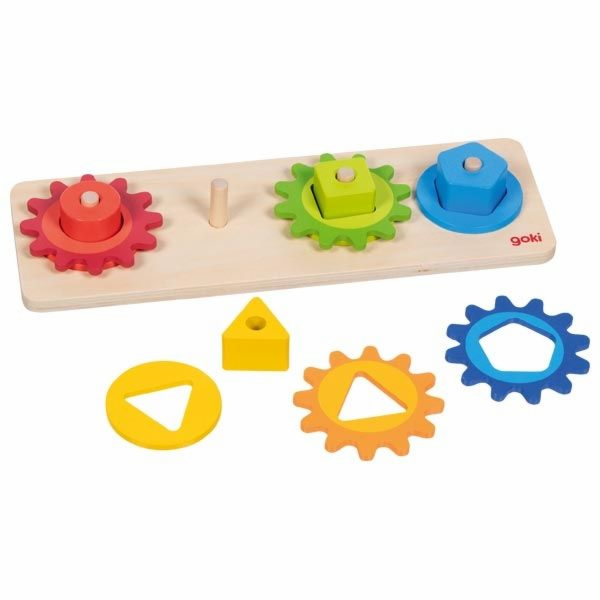 Goki Dřevěná třídící deska s ozubenými koly