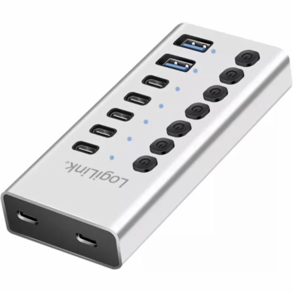 LogiLink 7x USB-A/C hub s vypínačem