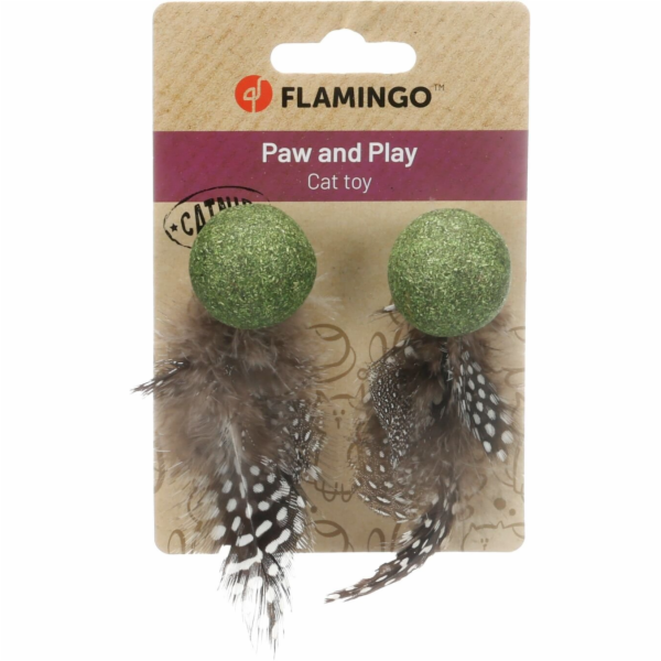 Flamingo Katti Hračka pro kočky s pírky zelená 2ks