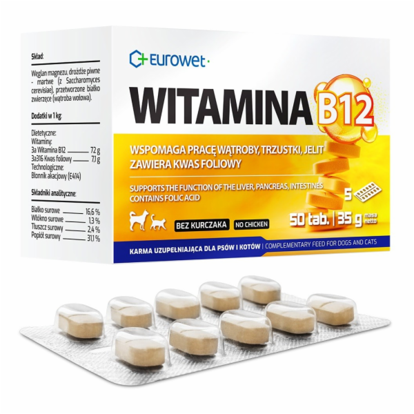 EUROWET Vitamin B12 - doplňky stravy pro psy a kočky - 50...