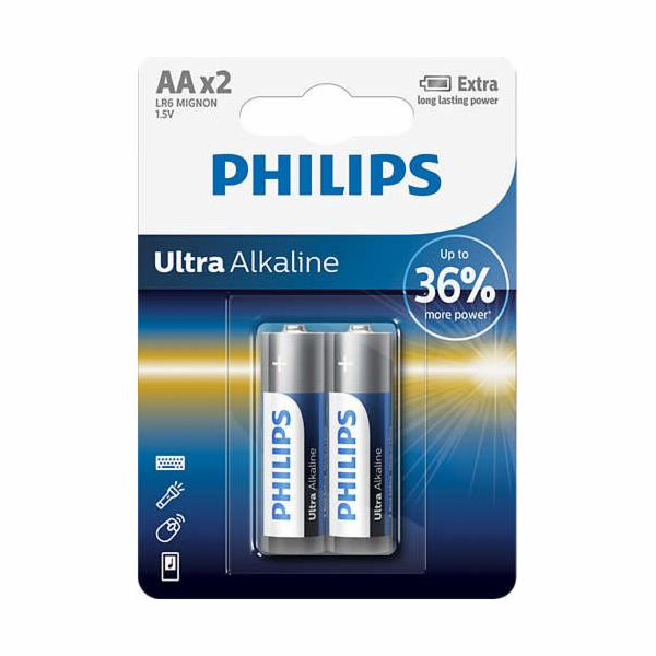 1x2 Philips Ultra Alkaline AA battery