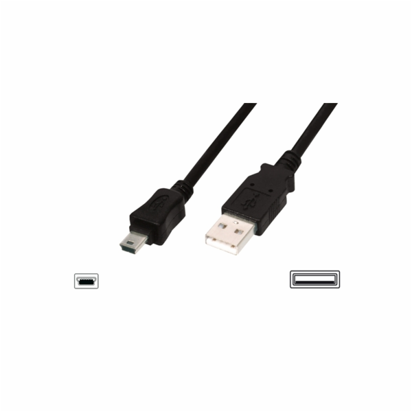 Digitus USB kabel USB A samec na B-mini 5pin samec, 2x st...