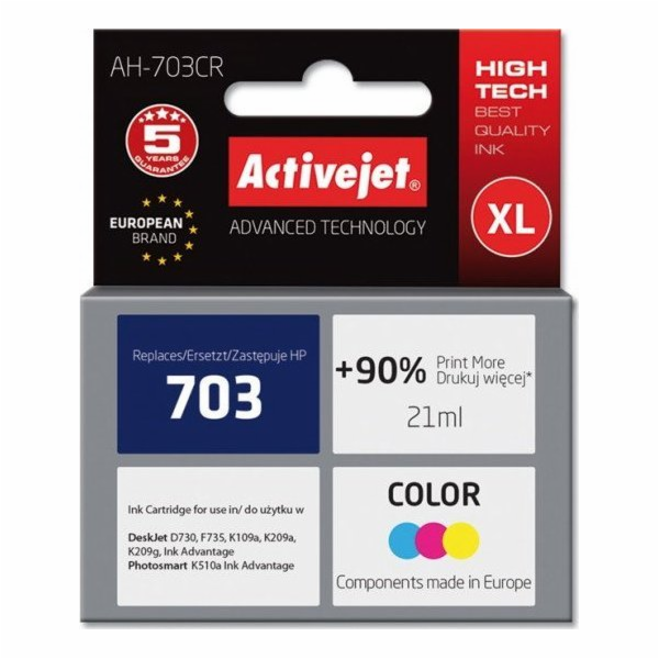 Inkoust Activejet AH-703CR / CD888AE č. 703C (barva)