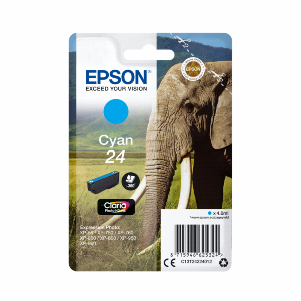 Epson Singlepack Cyan 24 Claria Photo HD Ink
