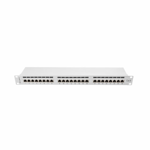 LANBERG PATCH PANEL 24 PORTŮ 1U 19" CAT.6 FTP STÍNĚNÝ ŠEDÝ