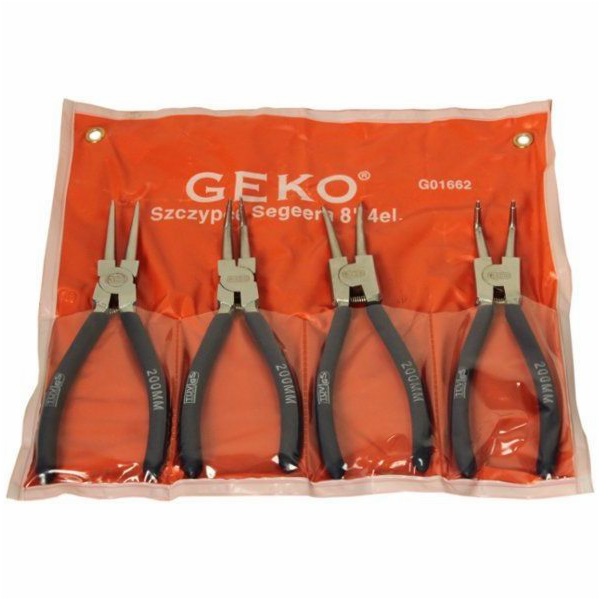 GEKO Kleště seeger sada 4ks, přímé a zahnuté, 200mm GEKO