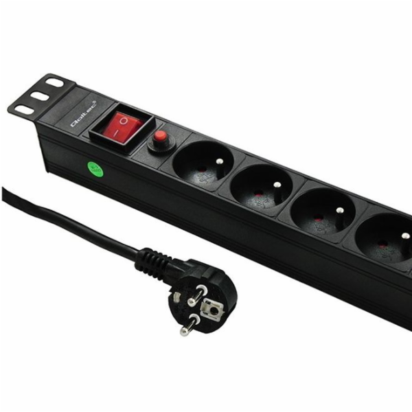 Qoltec Power strip 19, 16A, 1U, PDU, 8xSCHUKO, 2m (53996)