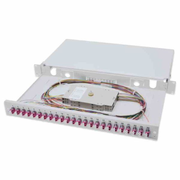 Digitus LWL Spleißbox, 1HE, bestückt, LC, OM4 (grau)