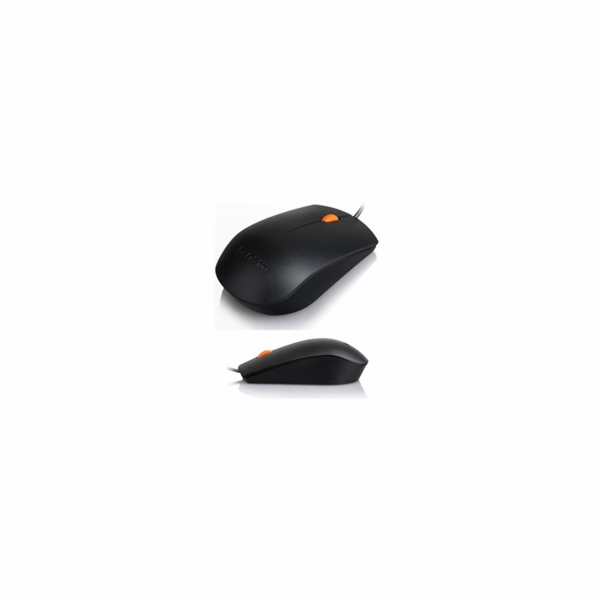 Lenovo 300/Kancelářská/Optická/1 600 DPI/Drátová USB/Černá