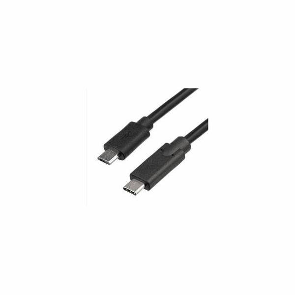 Akyga kabel microUSB / USB type C 1.0m/černá 