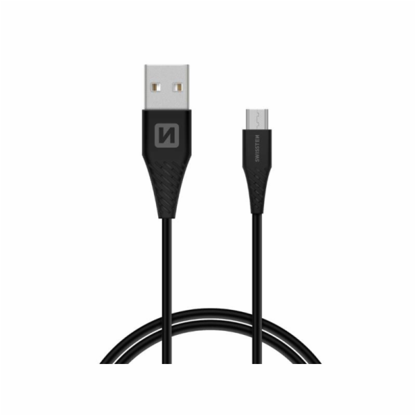 Data kabel SWISSTEN microUSB (9mm) 1,5m, černá
