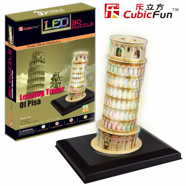 Cubicfun 3D PUZZLE ŠIKMÁ VĚŽ V PISĚ (SVĚTLO) - L502H