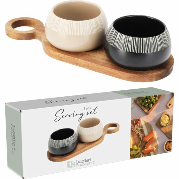 Sada misek na pochutiny servírovací s prkénkem 2 ks KO-21...