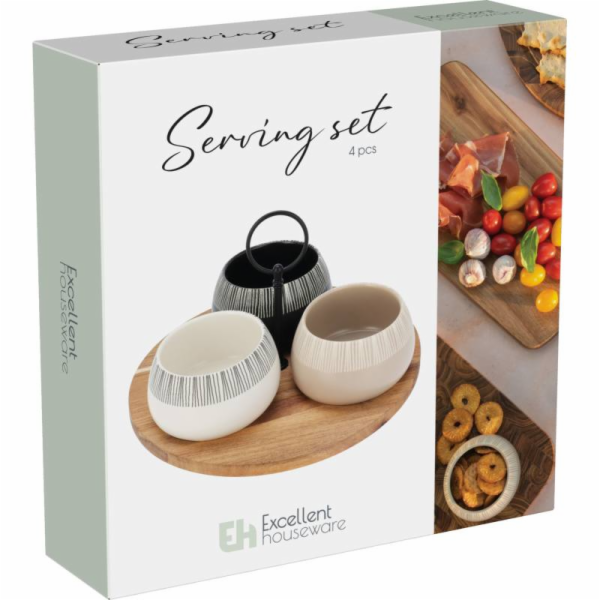 Sada misek na pochutiny servírovací s prkénkem 3 ks KO-21...