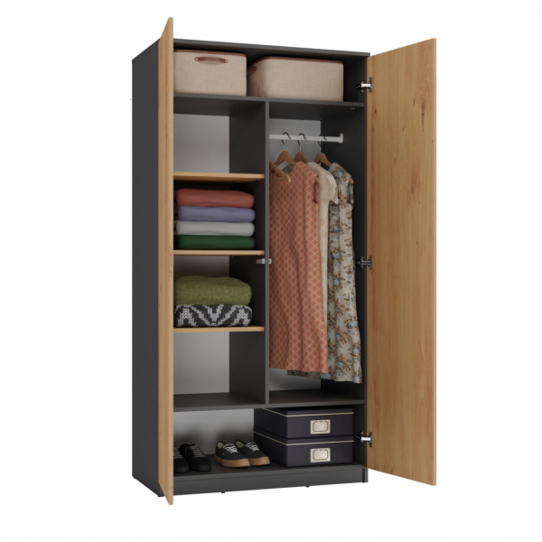 Topeshop SD-90 ANT/ART KPL skříň/šatník do ložnice 7 poli...