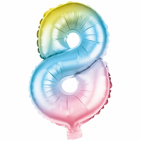 Fóliový balónek číslo 8 z Party Factory, vícebarevný, výš...