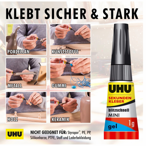 Uhu Super Glue 3 x 1 g mini gel v praktické krabičce