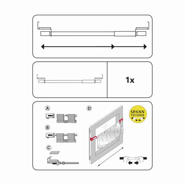 Vitraž z gardinie, napínací, titan, O 7/9 mm, 60 cm - 90 cm