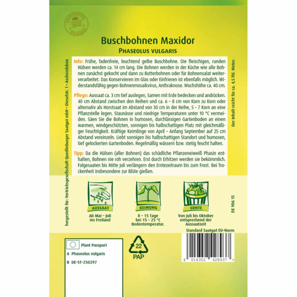 Quedlinburské keřové fazole   Maxidor   žluté jemné